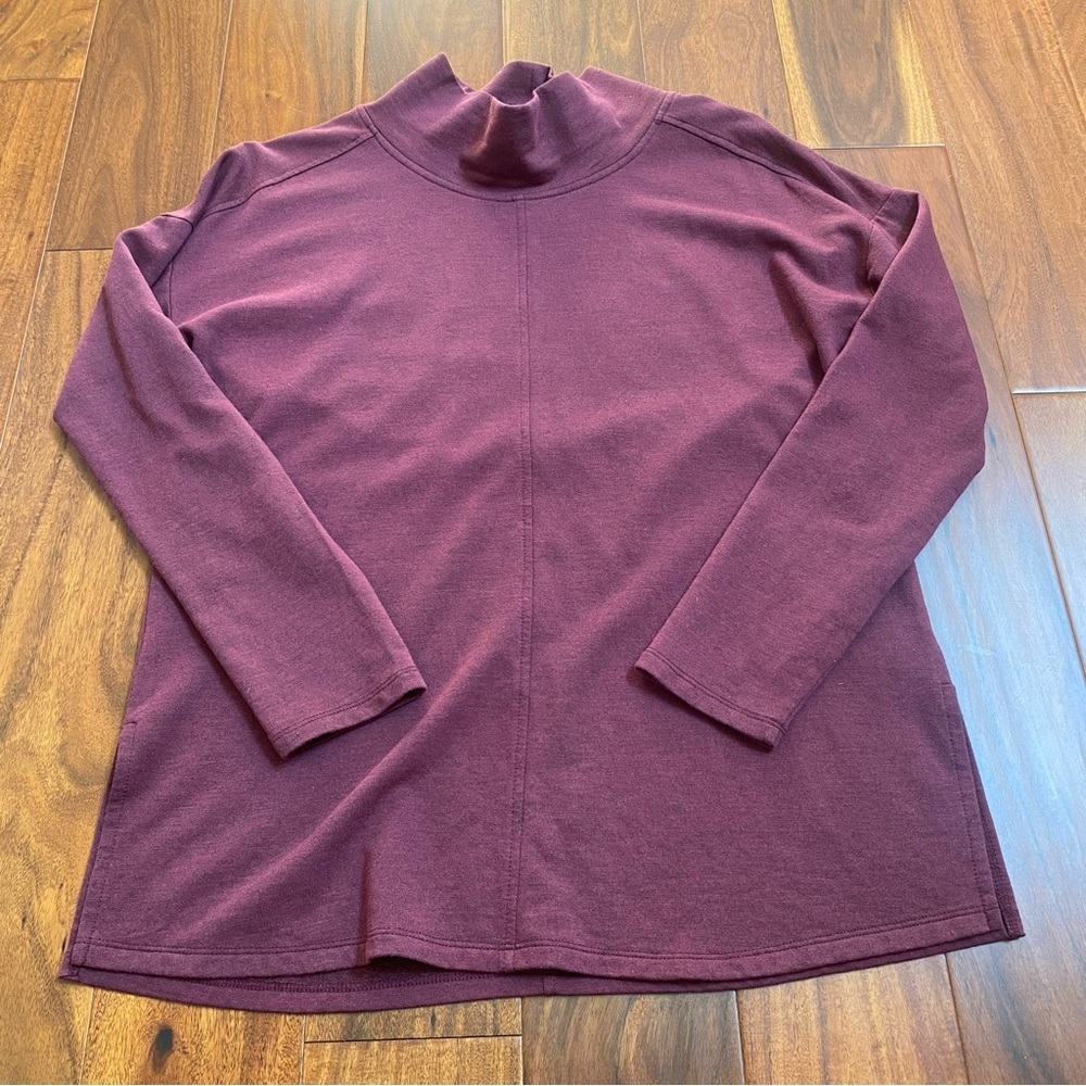 Women's Maroon Maroon Long Sleeve Cowlneck Tunic Top Cable & Gauge, Size M
